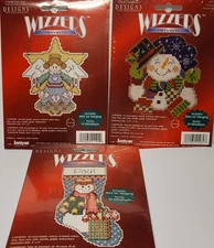 Janlynn WIZZERS Cross Stitch Plastic Canvas Kits YOU CHOOSE angel snowman