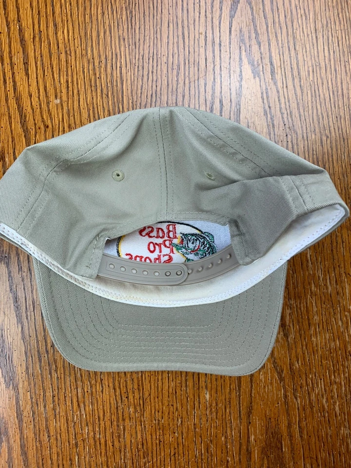 De colección Años 90 Bass Pro Shops Beige Snapback Sombrero Bordado Peces Pesca Exterior Río Foto 3 de 4