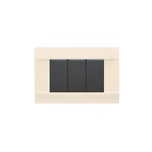 AVE 45P03BL PLACCA IN TECNOPOLIMERO BIANCO BLANC 3 MODULI SISTEMA 45