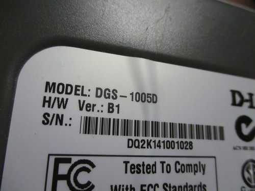 D-Link DGS-1005D 5 x RJ45 10/100/1000Mbps Gigabit Desktop Switch - EXCL PSU - Imagen 2 de 2