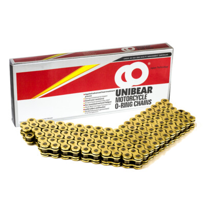 520 Gold Motorcycle O-Ring Chain 110 Links with 1 Connecting Link