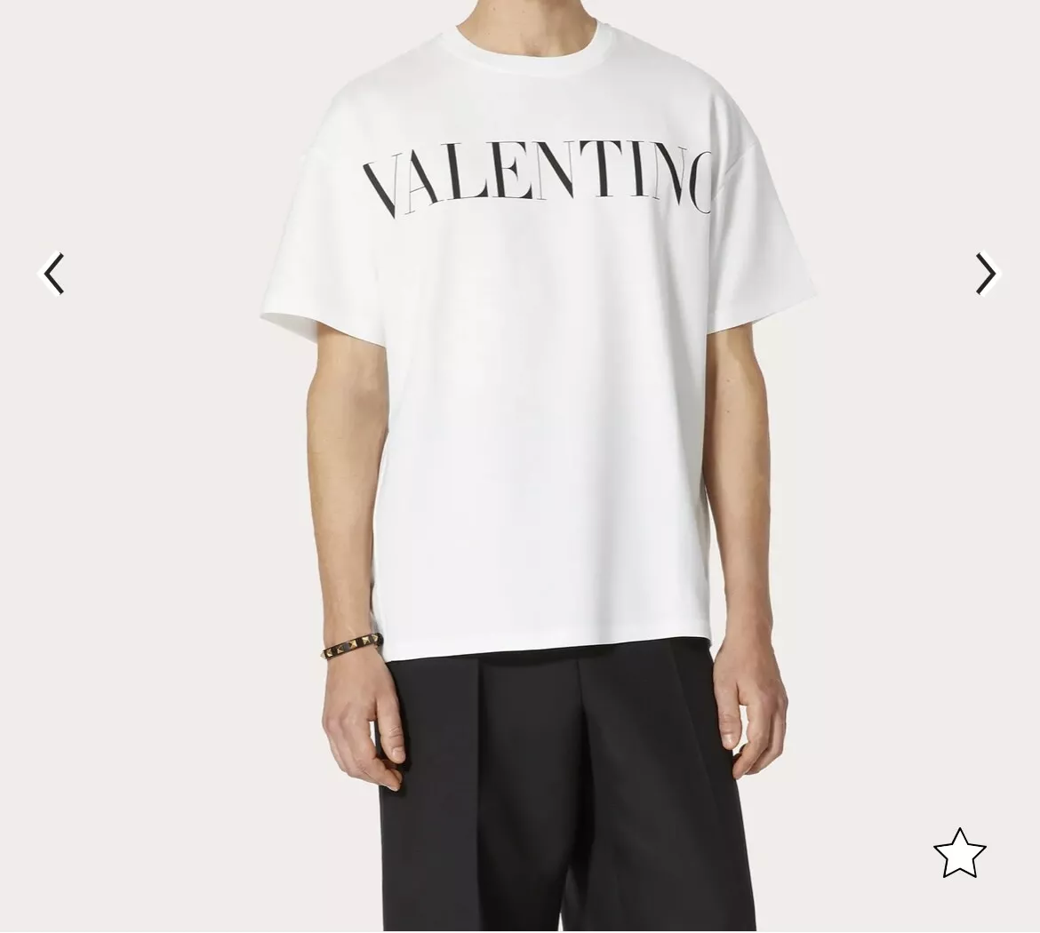 Valentino white men's T-shirt / black logo / 100% cotton