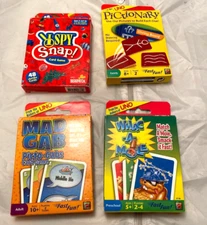 Family Boxed Card Games Lot Of 4 Whack A Mole Picto Gabs I Spy Snap Pictionary