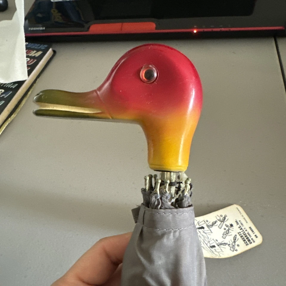 SOMBRILLA DE NAILON SCHERTZ VINTAGE MANGO DE PATO de madera Foto 2 de 4