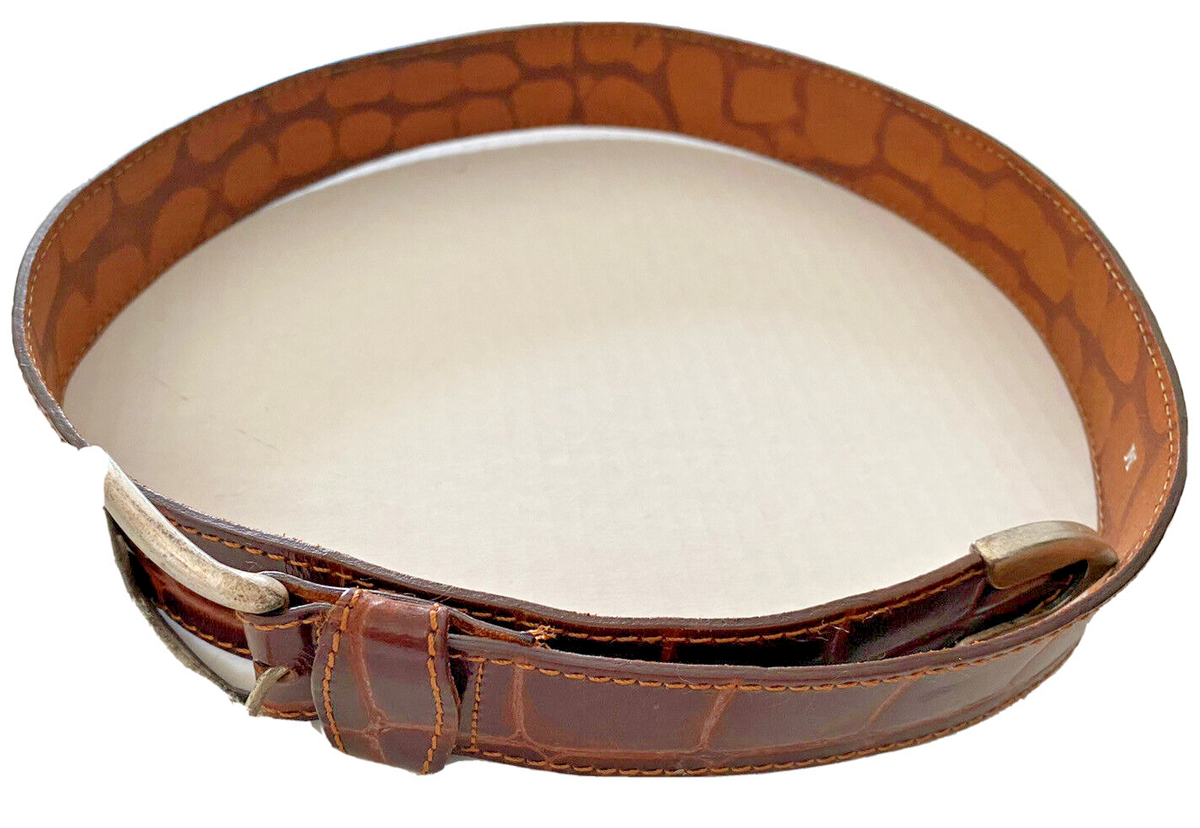 Vintage NORDSTROM Belt Sz S / 28 Brown Chestnut Alligator Embossed ITALY Nordstrom ITALIAN LEATHER Size M Belt Gator Embossed Brown  main image 3