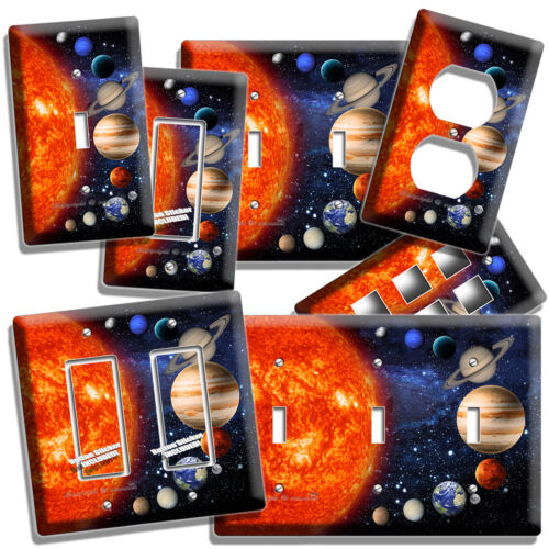 SOLAR SYSTEM SPACE PLANETS MOON STARS LIGHT SWITCH OUTLET PLATES KIDS ROOM DECOR - Picture 1 of 31