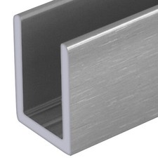 Brushed Anodized 3/8" Fixed Panel Shower Door Deep U-Channel - 12" Stock Leng
