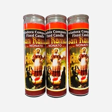 3x Set, SAN RAMON NONATO - ST. RAYMOND Veladora Preparada, Fixed Candles.