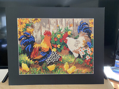 Rooster Matted Diamond Painting 20'' x 16''.