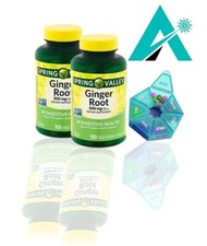 Spring Valley Ginger Root Capsules 550 mg 100-Count, Pack of 2  a Pill box