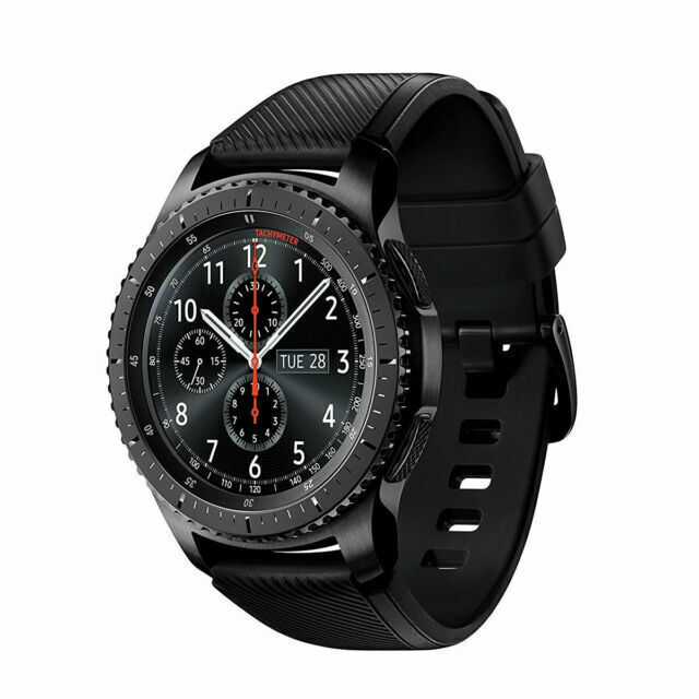 Zichzelf Handelsmerk wazig Samsung Gear S3 Frontier 46 mm Steel Case with Black Silicone Band Smart  Watch - Black (SM-R760) for sale online | eBay