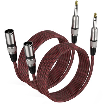 1/4'' TRS to XLR Male Cable 6 FT 2Pack, Balanced Microphone Cable, Mic Cable,...