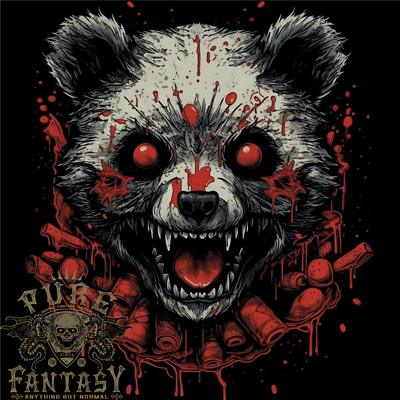 Evil Panda Bear Fantasy Horror Halloween Mens Light Cotton T-Shirt
