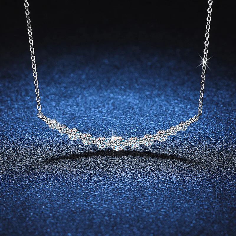 Moissanite Solid Silver Necklace for Women Mother's Day Gif
