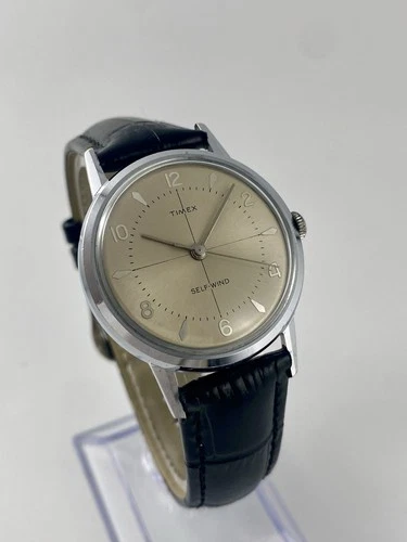 Vintage Timex Marlin SELF WINDING Automatic Watch-Crosshair Dial-Running! 1960s