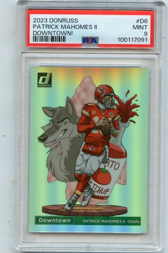 2023 DONRUSS #D-6 PATRICK MAHOMES II "DOWNTOWN!" KANSAS CITY CHIEFS, PSA 9 (091)