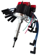 Distributor with Spark Plug Wire Set For GM 250 Chevrolet 230 292 L6 HEI Cap