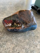 Cabin In Woods Hand Painted Coated With Resin 