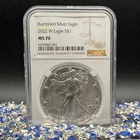 Burnished 2022 W $1 Silver Eagle NGC MS70 Modern Brown label Mint! (1 of 3,027)