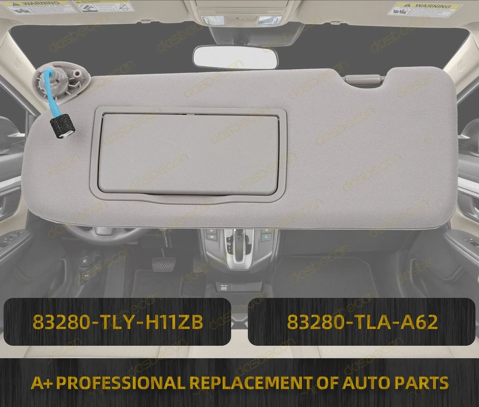 Left Driver Side Gray Sun Visor With Mirror Light For Honda CR-V CRV 2017-2022 Foto 2 de 4