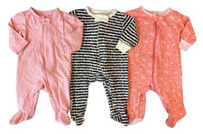 Baby Sleepers Girl 0-3 Months Rompers Sleep N Play Outfits Zipper Footies Floral