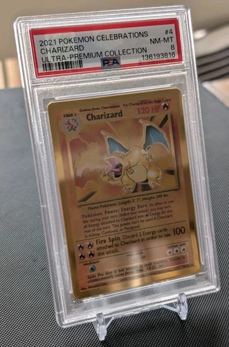 PSA 8 Charizard #4 Metal Gold Celebrations Promo 2021 Pokémon – MINT – Low Cert