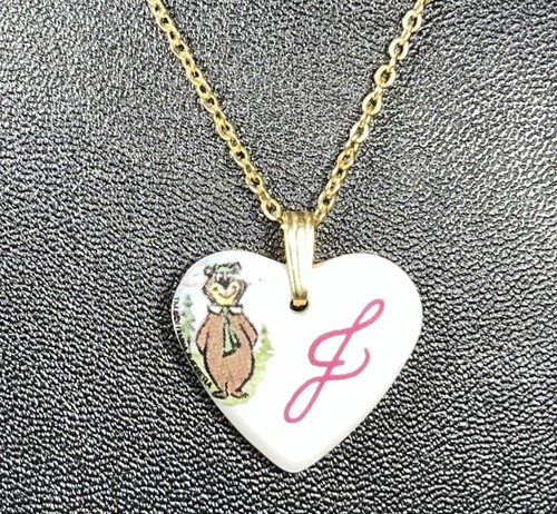 Yogi Bear Heart Pendant 15” Necklace Letter “J”