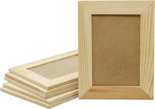 Set of 6 Unfinished Pine Wood Picture Frames for DIY Projects - 8x6 Size