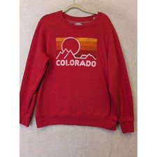 Home Free Women's Size L Colorado Mountain Graphic Pullover Sweatshirt Red