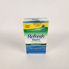 Refresh Tears Lubricant Eye Drops 0.5% 2x15mL Moisturizing Relief Dry Eyes