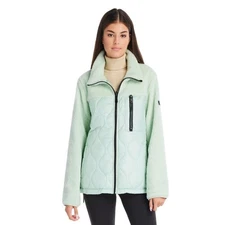 Koolaburra by Ugg Womens Mixed Media Jacket Sherpa Quilted Puffer in Mint Small
