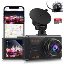 Dash Cam Front and Rear, 4K 1080P WiFi GPS Dash Camera for Cars with 64G SD C...