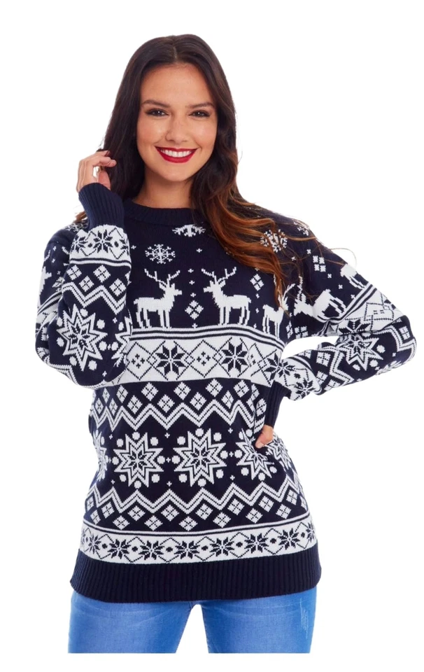 Mens Womens  Christmas Jumper Unisex Family Knit Sweater Ladies Xmas Novelty - Image 3 of 4