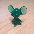 Fenton Green Emerald Glass Mouse Figurine 3" Hand Painted Signed