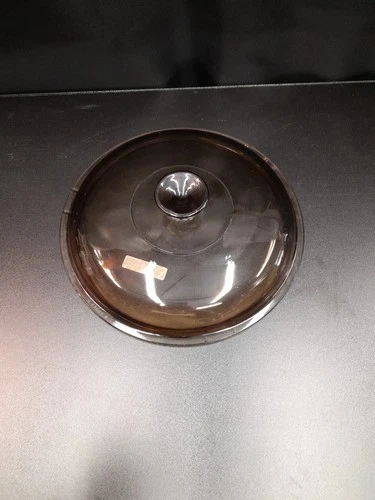 Pyrex Visions Glass Brown/Amber Round Lid ONLY 10-5/8" OD 9-3/4" ID