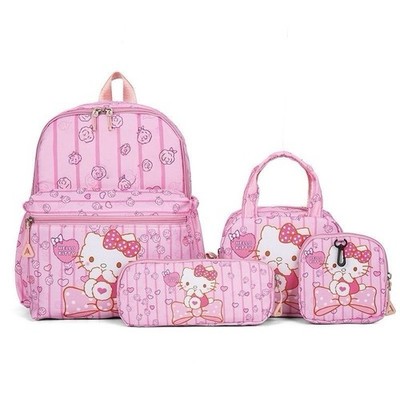hello kitty backpack ebay 4PCS Set Hello Kitty Backpack School Bag,pencil Case,wallet, Pouch,Gift For  Girl