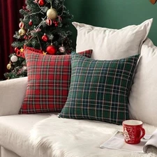 MIULEE Christmas Set of 2 Scottish Tartan Plaid Throw Pillow Covers Farmhouse Cl