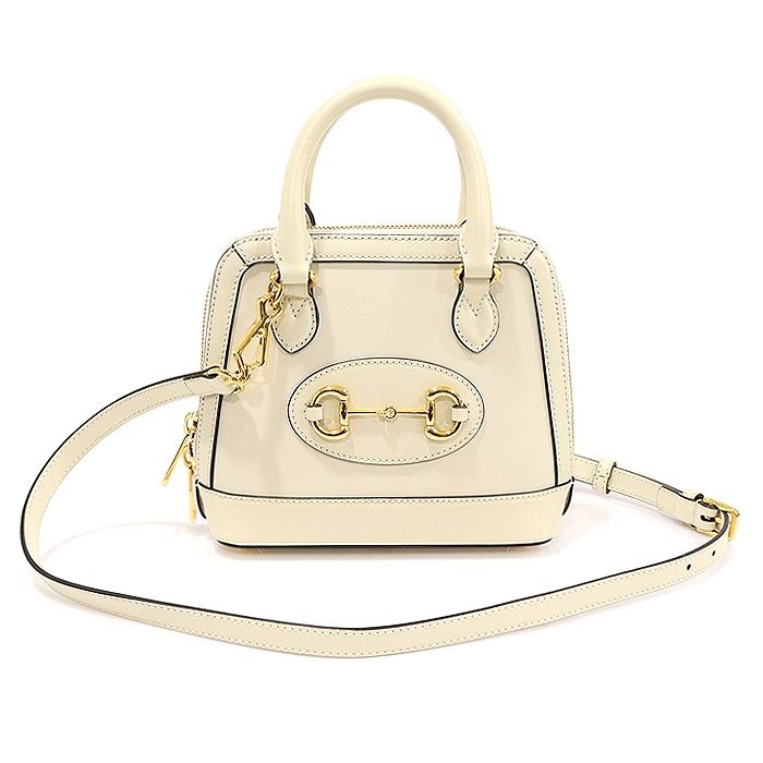 ハンドバッグ GUCCI WHITE LEATHER MINI GUCCI HORSEBIT 1955 HANDBAG Gucci White Leather Horsebit 1955 Mini Top Handle Bag 2WAY