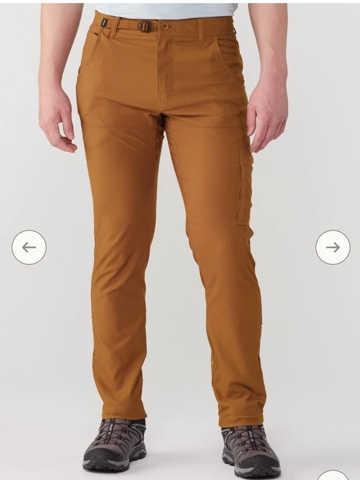 prAna Mens Stretch Zion Pants Sepia Straight Sz 32Wx32L UPF 50+ Outdoor Hiking