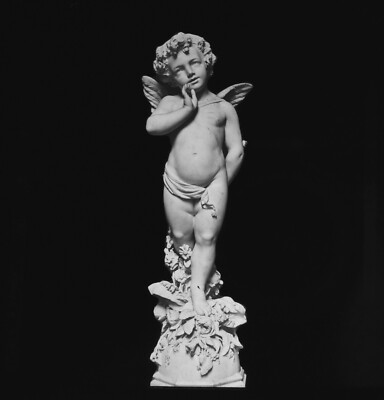 Magische Laterne Dia LIEBE IM HINTERHALT UM 1890 VIKTORIANISCHE STATUE FOTO STATUE HEIDNISCH