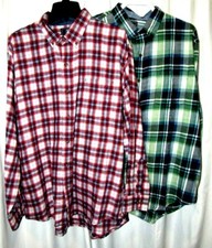 IZOD Red or Green Soft, Plaid, Long Sleeve Flannel Shirt, Varied Size, Pick One