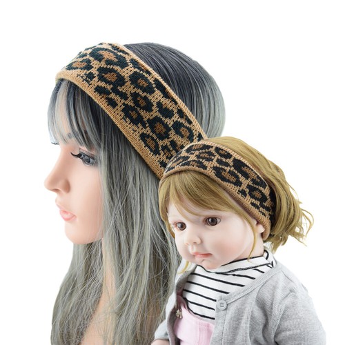 Mother-kid Leopard Stretchy Twist Knot Wrap Headband Hairband Sport Hair Band UK - Picture 26 of 30