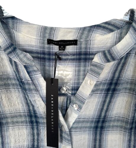 Jane & Delancey Women's Half Button Blouse Long Sleeve Plus Size 3X Blue Plaid - Picture 3 of 8