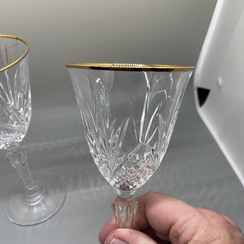 Set of 2 Salzburg Cristal de Flandre Gold Rim Wine Water Goblets Crystal 6 Oz - Picture 4 of 7