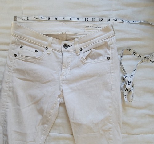 Jeans bianchi Rag & Bone Dre Capri effetto invecchiato orlo grezzo taglia 25 - Foto 11 di 13