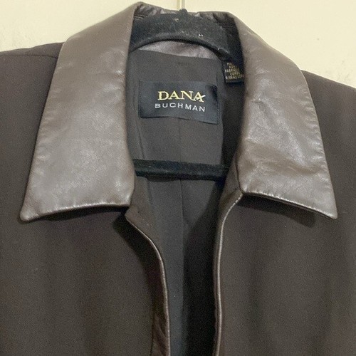Dona Buchman Damen Offenes Sakko Blazer Damen 14 Wolle Lederbesatz Event Büro - Bild 2 von 10