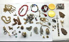 LOT 11 -OVER 50 PCS - VINTAGE JUNK DRAWER ITEMS - SMALLS-TRINKETS - EARINGS -ETC