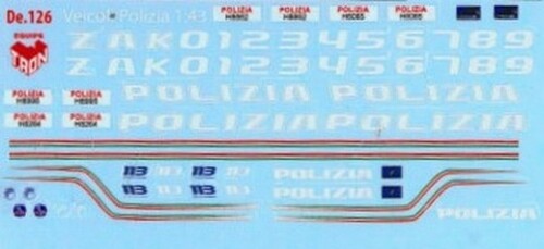 decal 1/43  POLIZIA GENERICA 2015 TRON DE126 - Bild 1 von 1