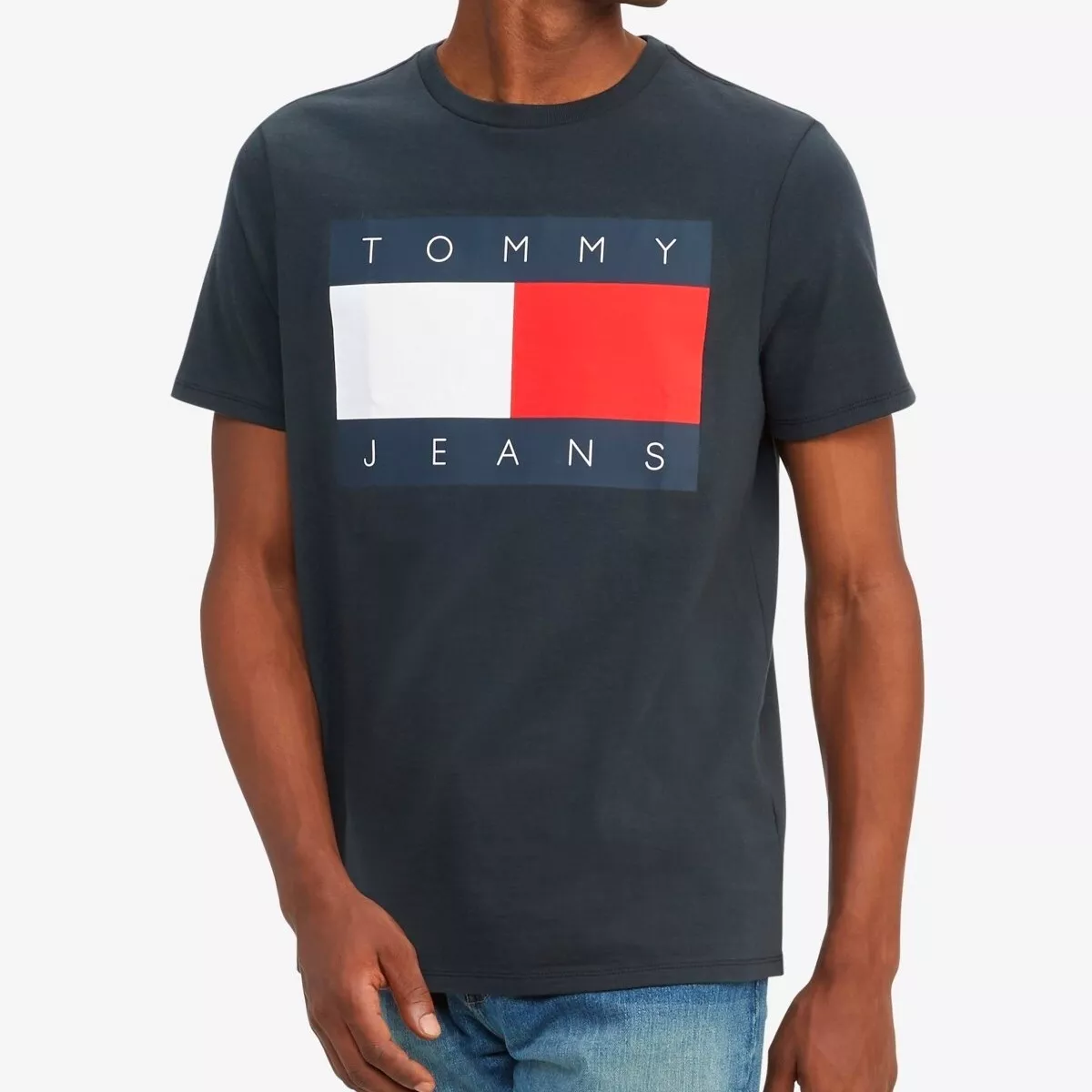 LT Big Size Logo Mens & Tommy - Blue Tommy T-Shirt eBay Tall Hilfiger | Jean Navy