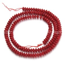 Cuentas sueltas espaciadoras de piedras preciosas de coral rojo real natural de 2x4 mm para hacer joyas
